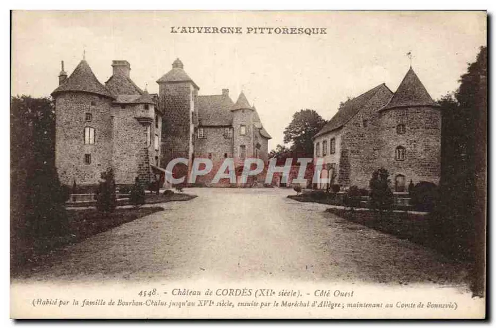 Schloss Cordès (11. Jahrhundert) — Westseite — Verlag Bégoun, St-Gérande-Puy (Allier), Nr. 4548 - Vorderseite