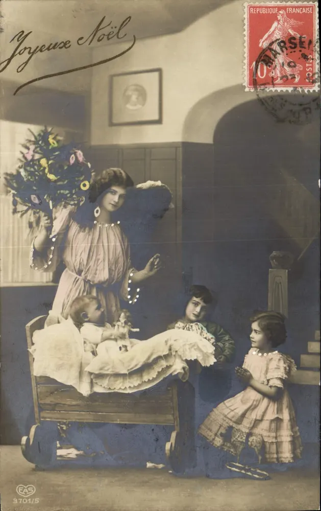 Familie mit Wiege — Weihnachten — EAS n°3701/5 - Vorderseite