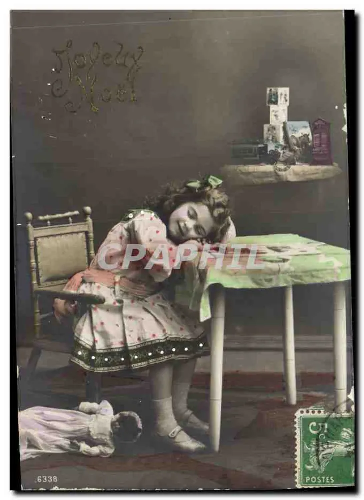 Schlafende Mädchen — Weihnachten — unbekannter Verlag, n° 6338 - Vorderseite