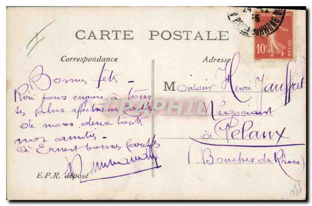 Mädchen im schottischen Kleid — mit Pfeifinstrument und Laterne — E.P.R. n°304 - Rückseite