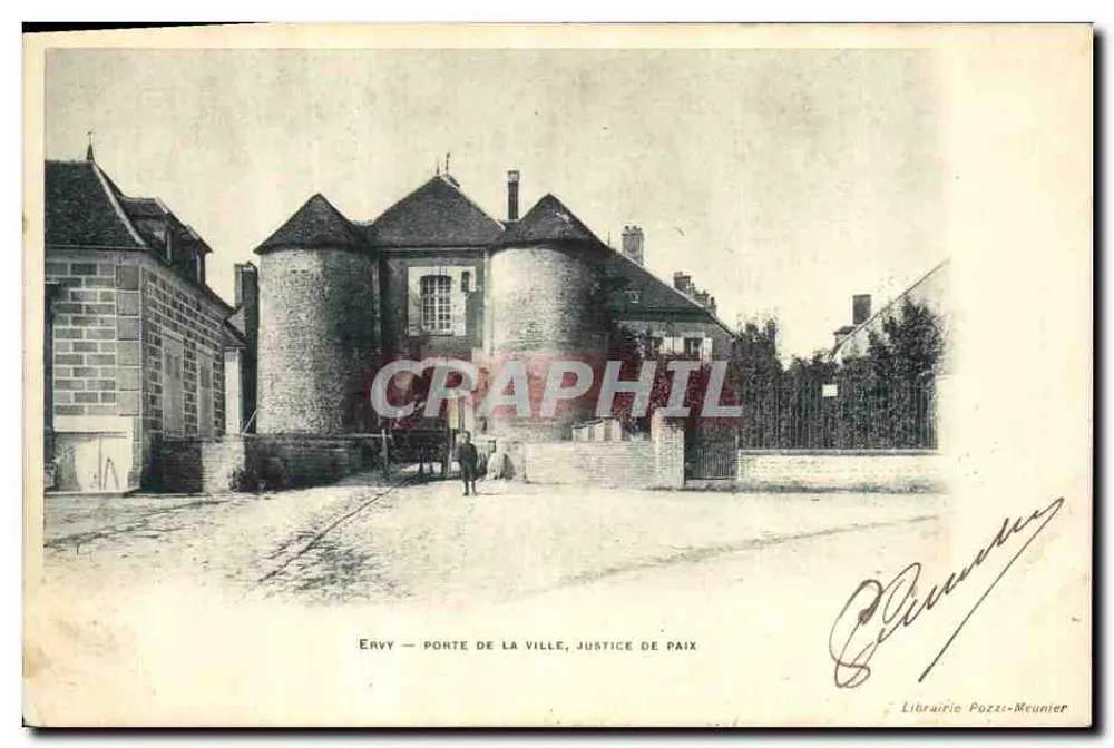 Ervy — Stadttor, Friedensgericht — Librairie Pozzi-Meunier - Vorderseite