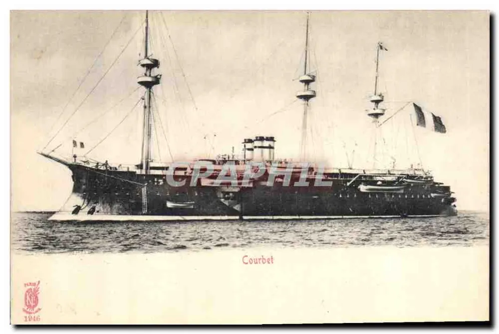 O Courbet — navio de guerra francês — editor '1946' (impressão) - Frente