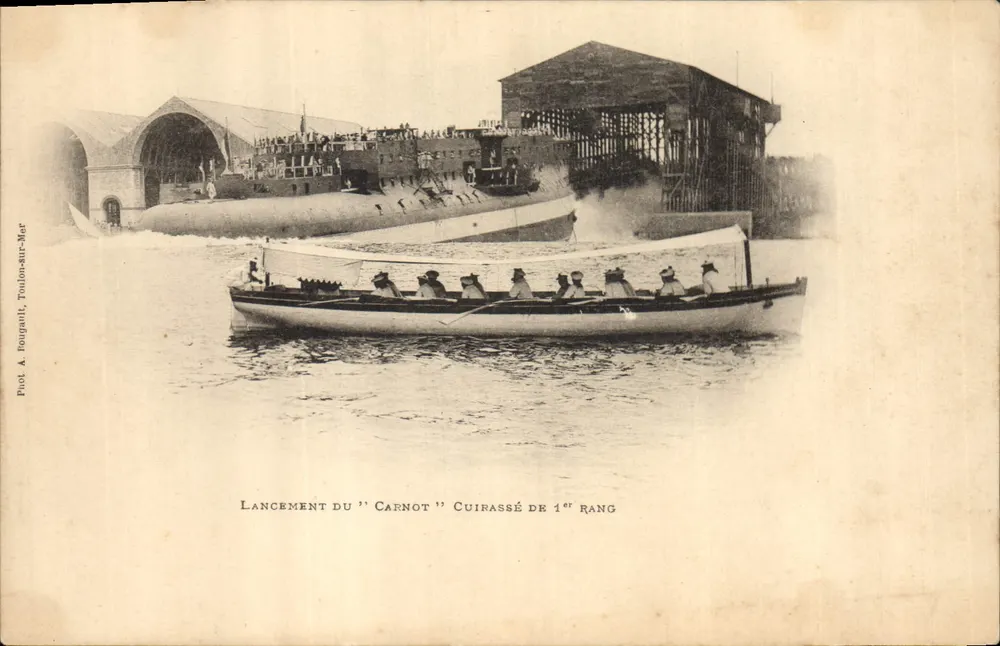 Start der ersten Klasse Panzerkreuzer "Carnot" — Toulon-sur-Mer — Foto von A. Rougault - Vorderseite