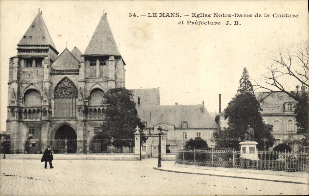 Le Mans — Kirche Notre-Dame de la Couture und Präfektur J.B. - Vorderseite