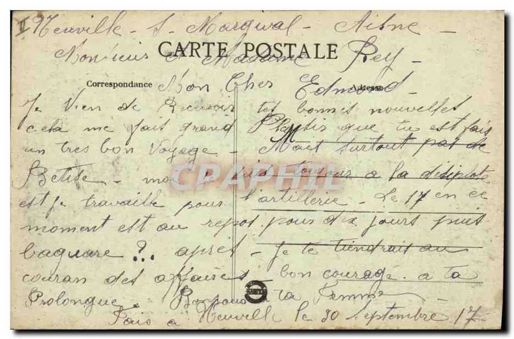 Zerstörung in Noyon (Oise) — Die deutsche Zerstörung — L.C.H. Paris - Visé, Paris - Rückseite