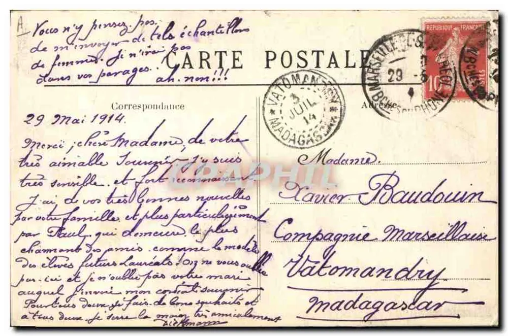 Traje de Bannalec — Coleção Viliard, Quimper — n° 4055 - Verso