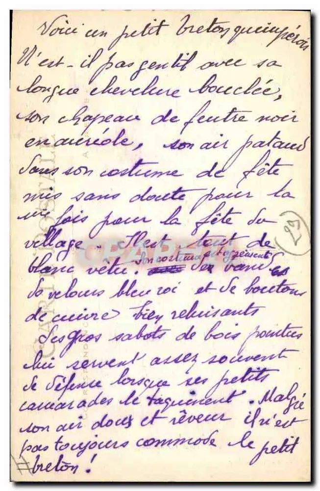 Kleiner Junge aus Quimper — Bretagne — Artaud et Nozais, Nantes, Nr. 271 - Rückseite