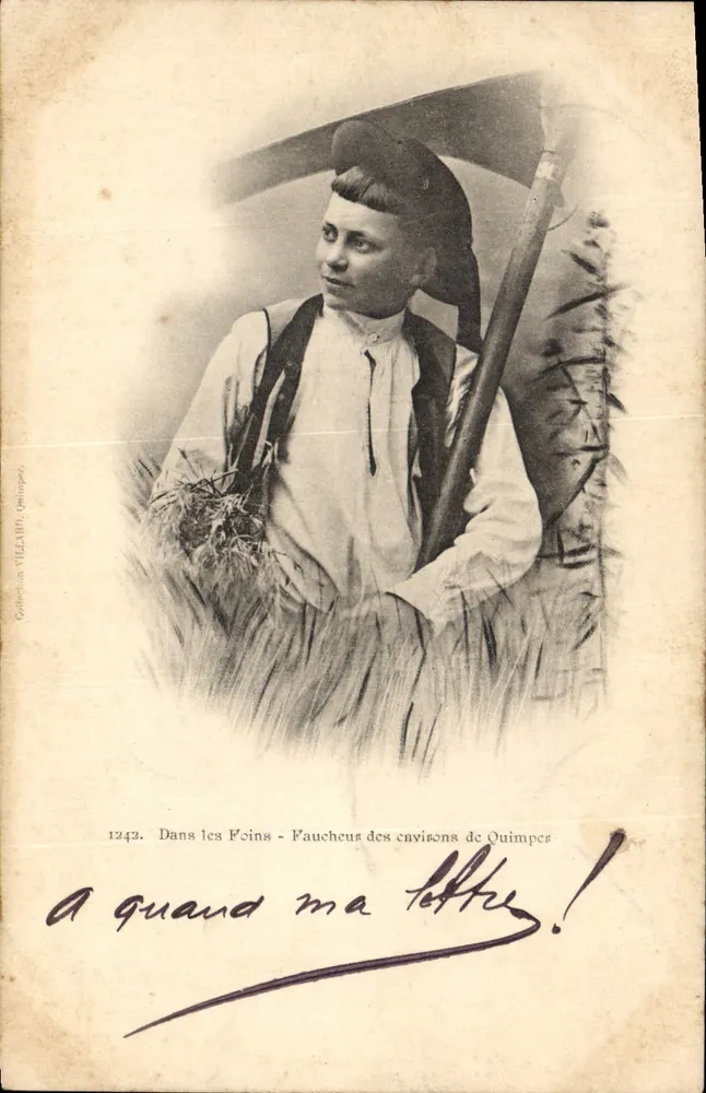 Im Heufeld — Heumacher aus der Umgebung von Quimper — Sammlung VILLARD, Quimper, n°1242 - Vorderseite