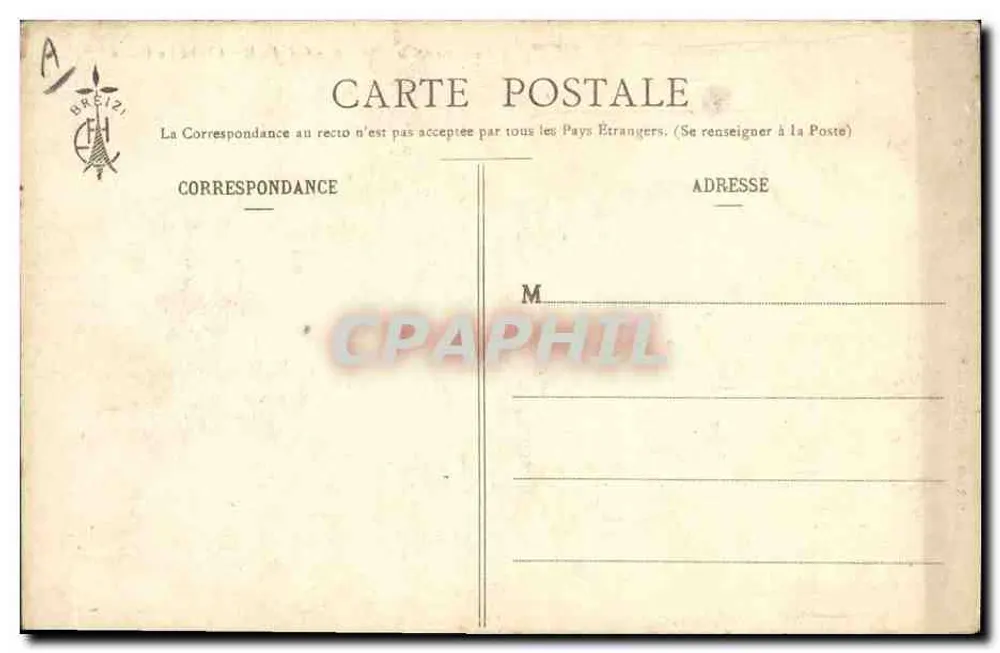 Mann und Frau aus Gouëzec — Bretonische Kleidung — Verlag: C. R. Le Darré, Nr. 2849 - Rückseite