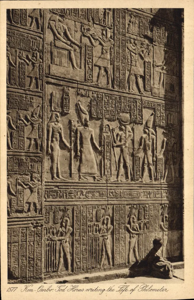 Kom-Ombo - Gott Horus schreibt das Leben des Philemater — Verlag Lehnhert & Landrock, n° 1577 - Vorderseite