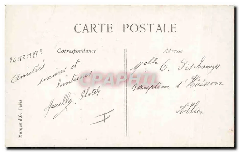 Kind in einem Holzschuh — Frohe Weihnachten — J.G. Paris n°7438 - Rückseite