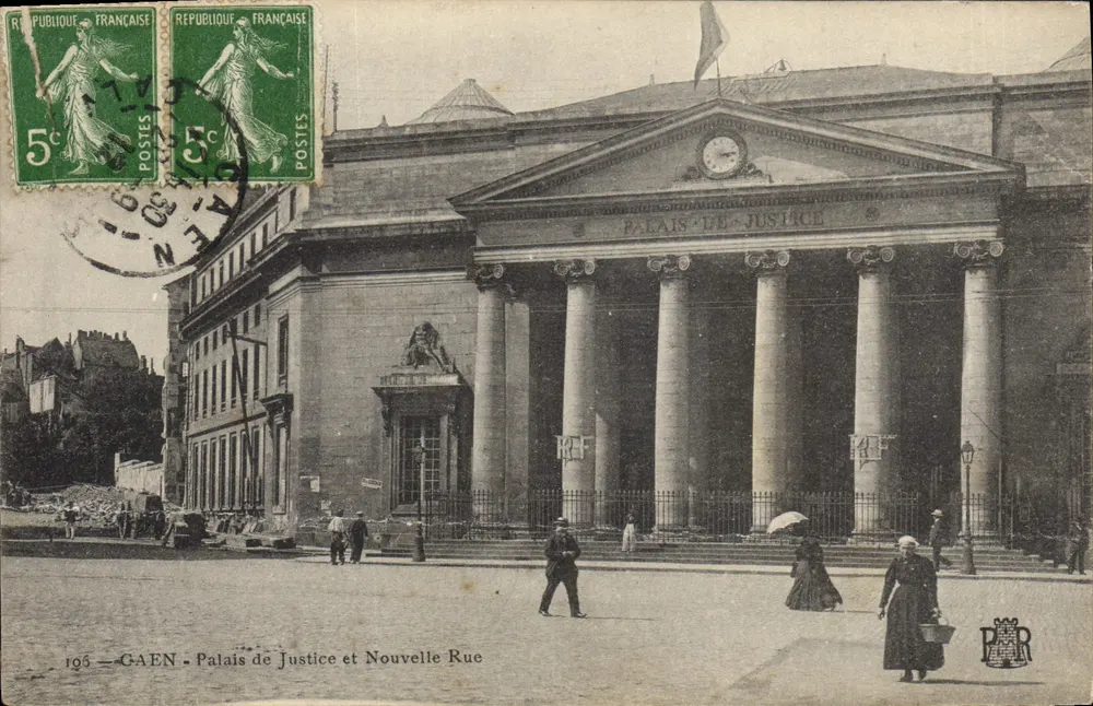 Gaën - Palais de Justice et Nouvelle Rue — éditeur P.R. n°195 - Vorderseite