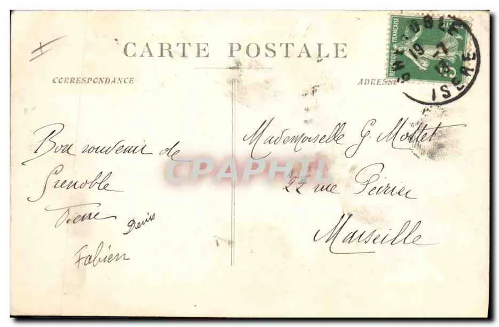 Grenoble - Palácio de Justiça e Estátua de Bayard — G. Artige filho, Aubenas, n°44 - Verso