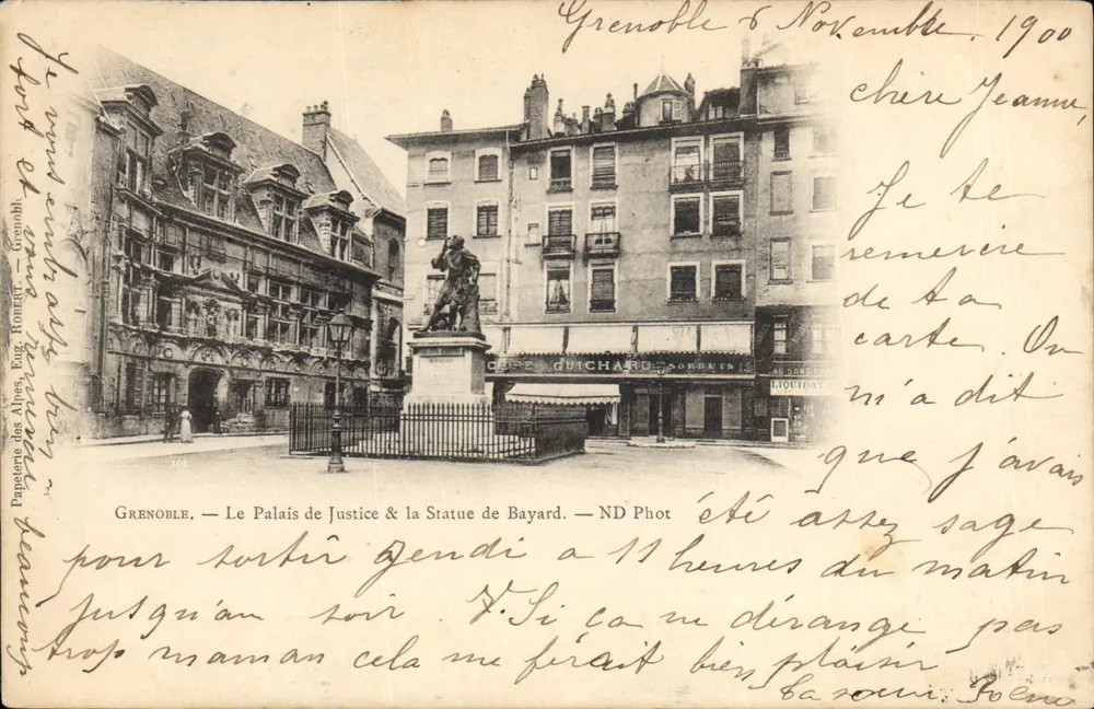 Grenoble — Ansicht des Palastes der Gerechtigkeit & der Statue von Bayard — ND Phot - Vorderseite