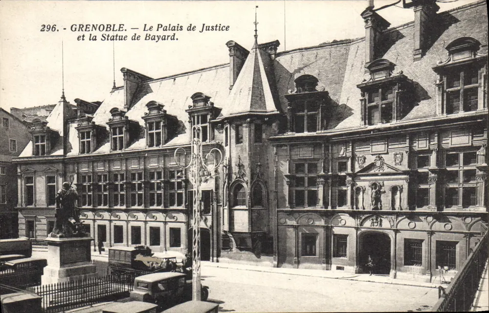 Grenoble — Das Palast der Justiz und die Statue von Bayard — Edition Martinollo Frères, Nr. 296 - Vorderseite