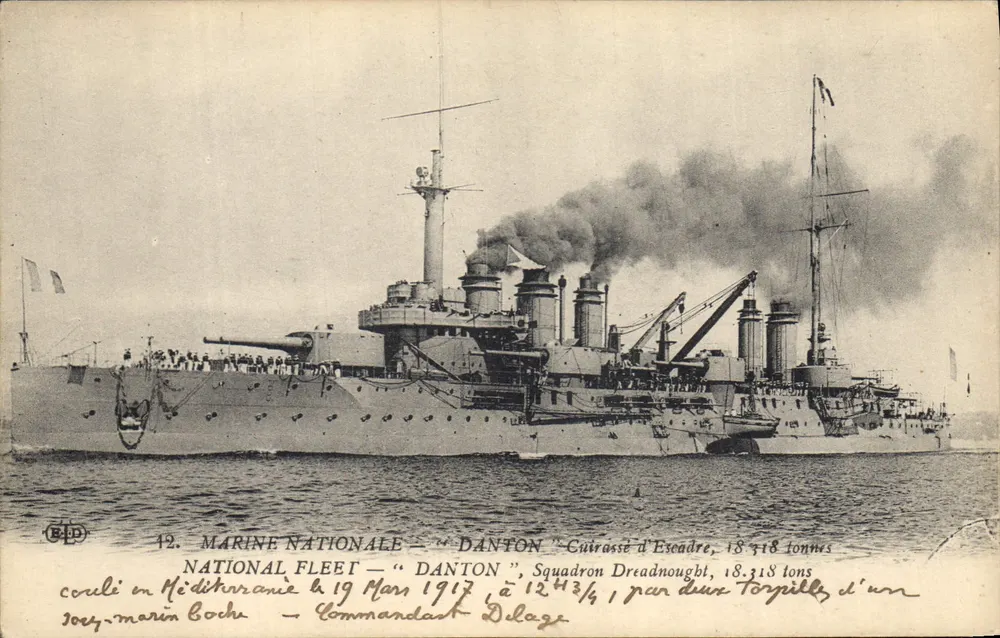 Marine Nationale — "Danton" — Schlachtschiff der Flotte, 18.318 Tonnen - Vorderseite