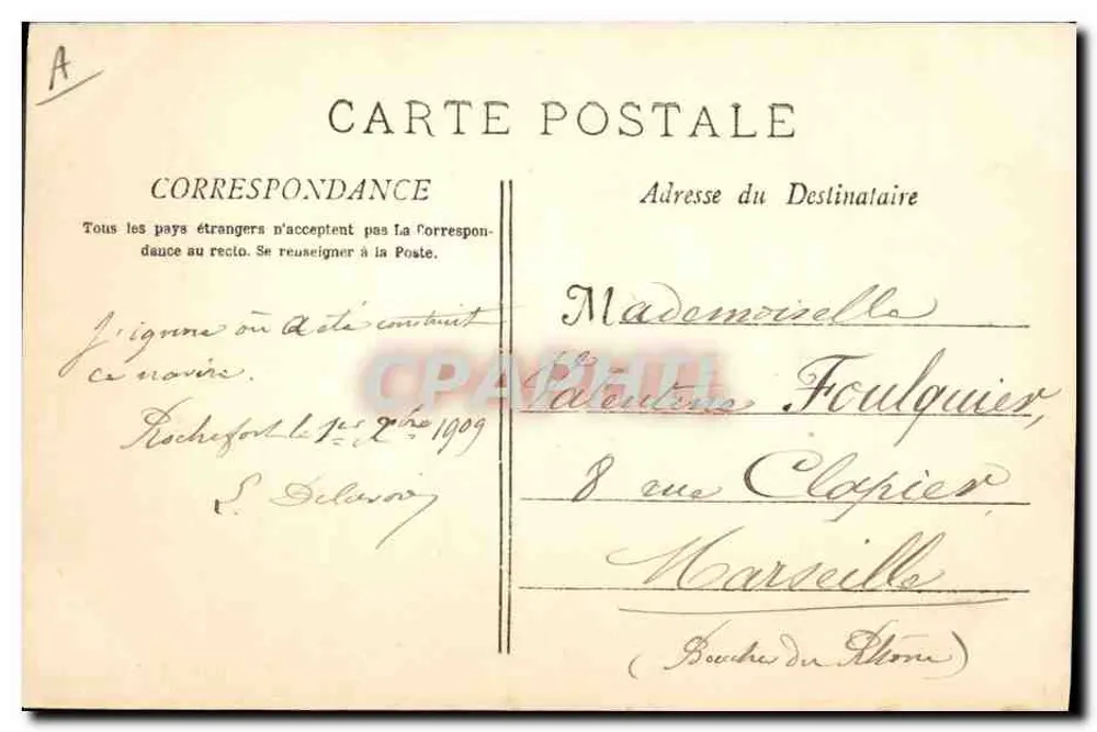 Der "Destres" — Kreuzer der 3. Klasse — A. Bougault n°572 - Rückseite