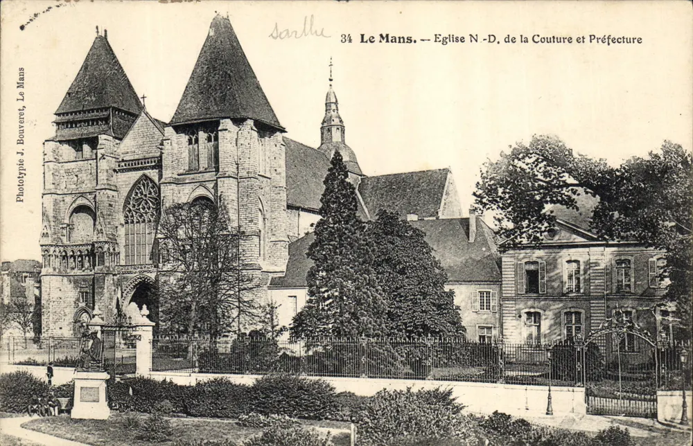 Le Mans — Kirche Notre-Dame de la Couture und Präfektur — Phototypie J. Bouvenet - Vorderseite