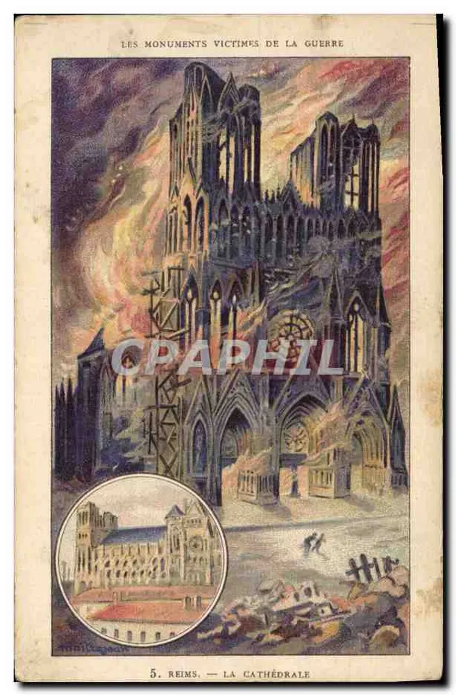Reims — Die Kathedrale — Die Denkmäler Opfer des Krieges - Vorderseite