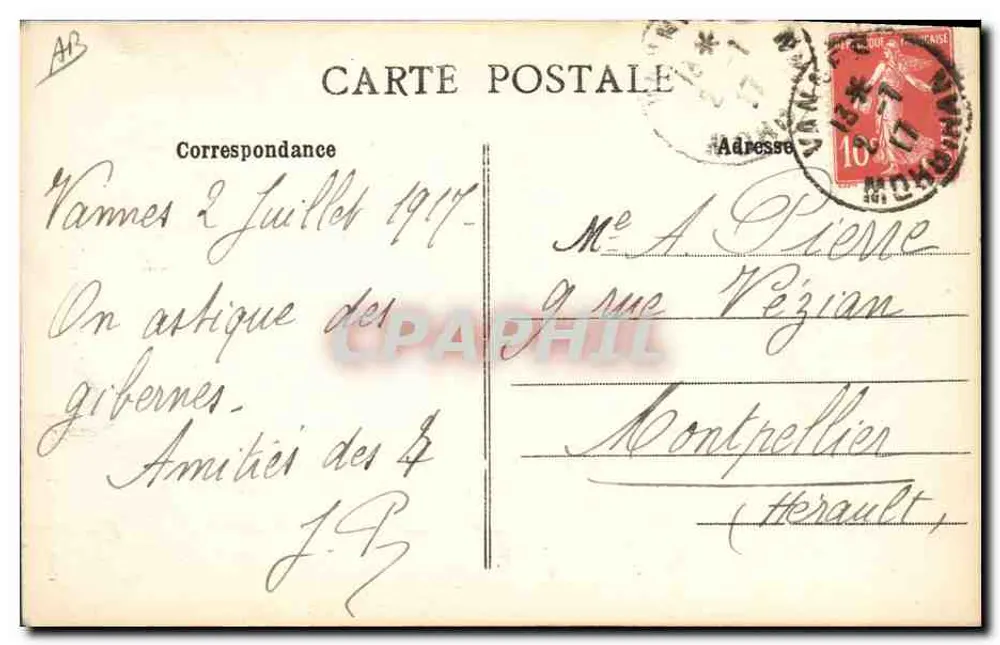 Uma Hennebontaise — Coleção H. Laurent, Port-Louis — n° 3323 - Verso