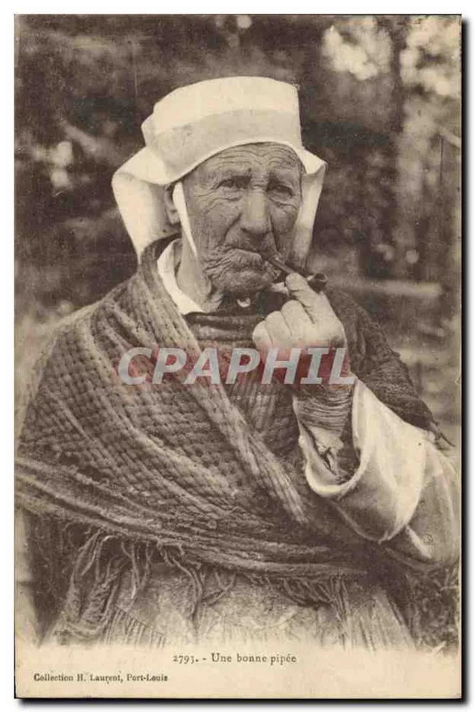 Um homem idoso fumando um cachimbo — Coleção H. Laurent, Port-Louis — n° 2793 - Frente