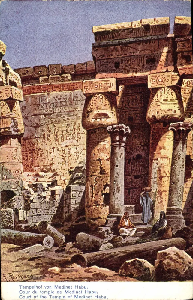 Cortile del tempio di Medinet Habu — illustrazione — F. Perlb erg - Recto