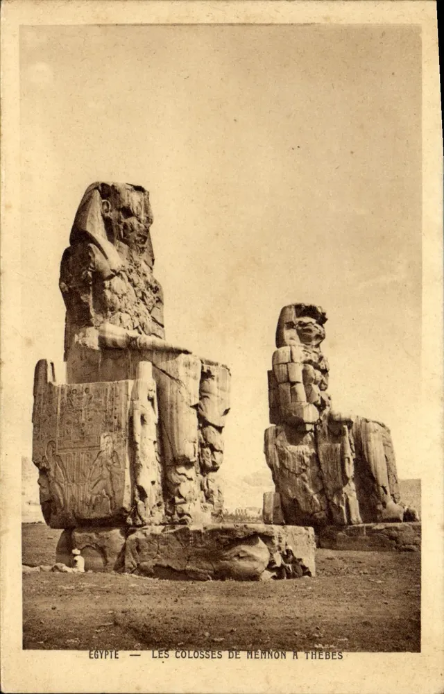 Egito — Os Colossos de Memnon em Tebas — Braun & Cie, Imp. Édit. Paris - Frente