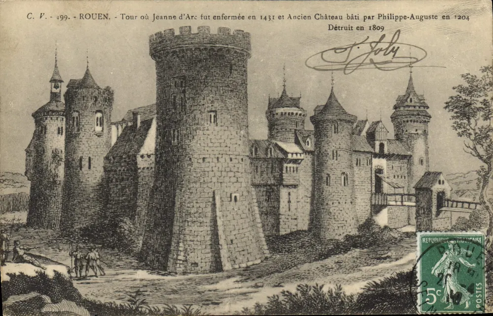 Rouen — Turm, in dem Jeanne d'Arc 1431 gefangen gehalten wurde, und Altes Schloss, erbaut von Philipp August 1204 — C.V. 499 - Vorderseite
