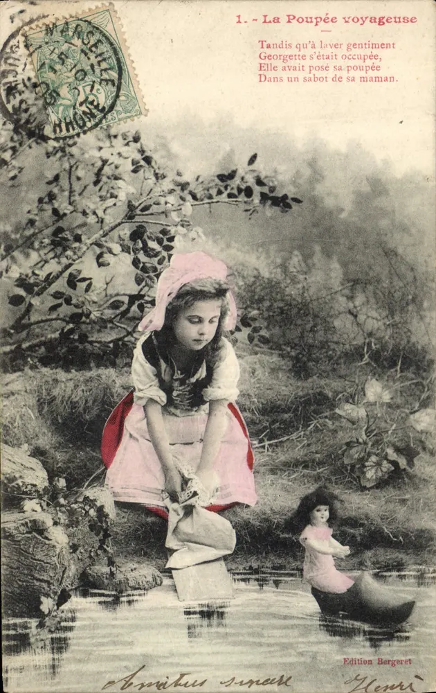 Menina lavando uma boneca — Edição Bergeret — n°1 - Frente