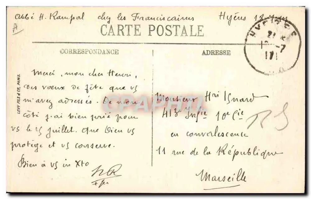 Hyères — Die Kirche St-Louis und die Justice de Paix — Selecta - Rückseite