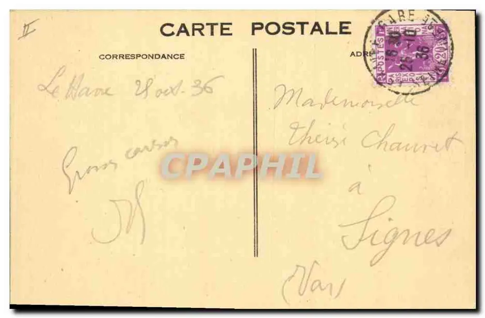 Le Havre — Palácio de Justiça — C. M., Le Havre - Verso