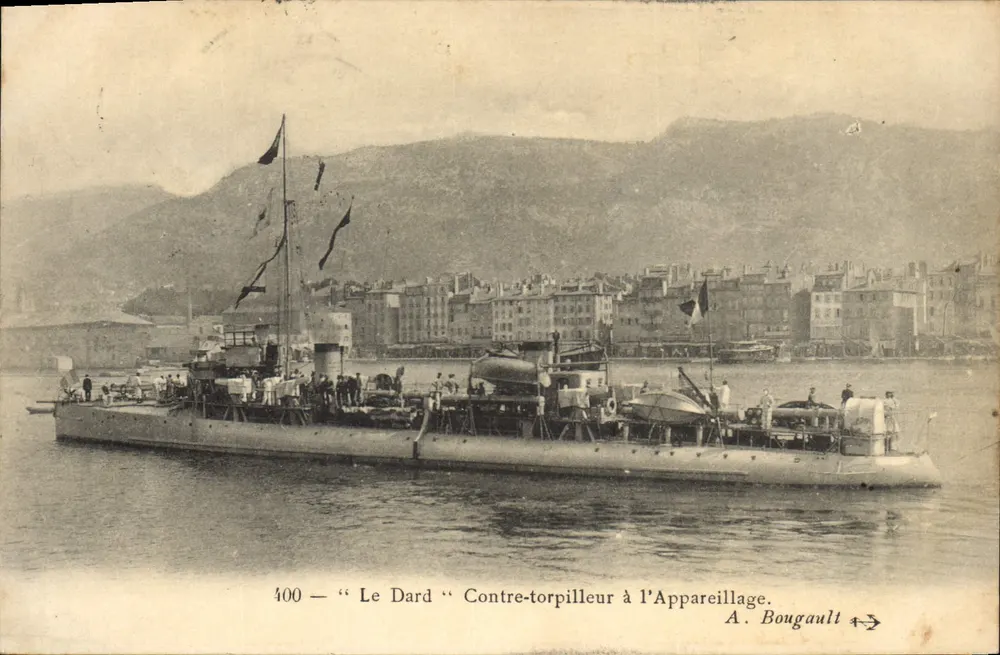Le Dard — Zerstörer beim Auslaufen — A. Bougault n°400 - Vorderseite