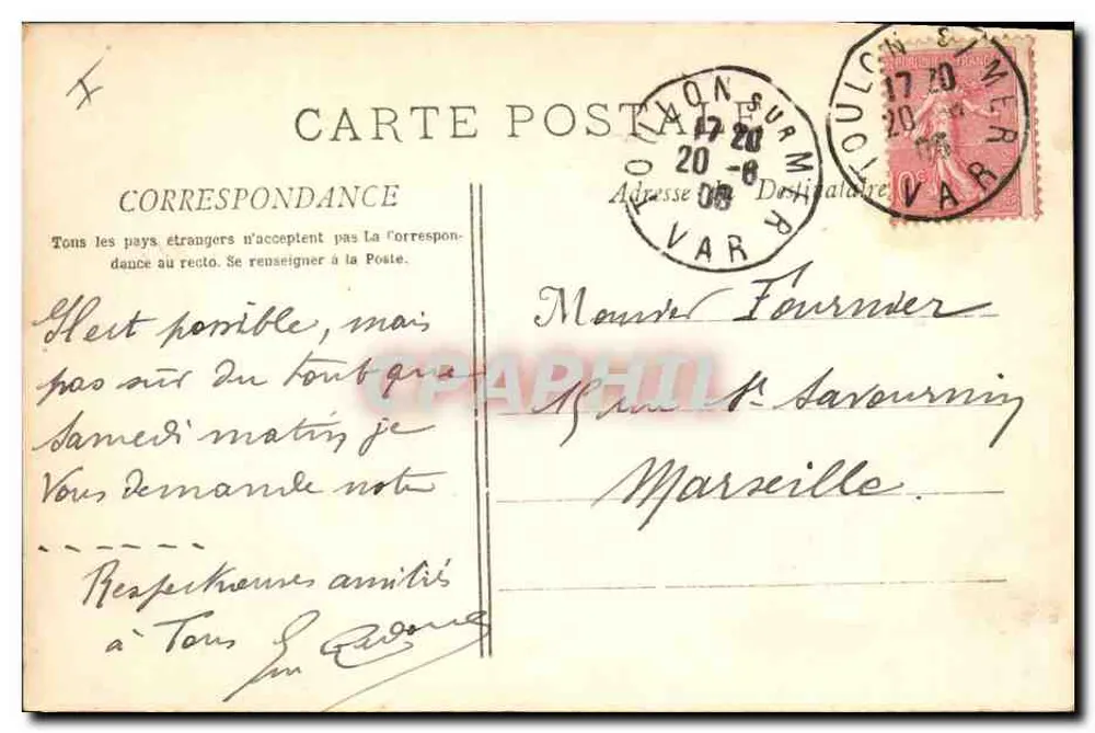 Le Dard — Zerstörer beim Auslaufen — A. Bougault n°400 - Rückseite