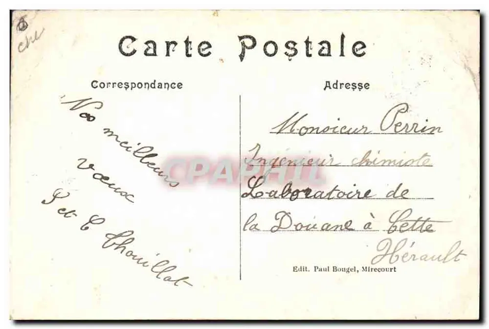 Mirecourt (Vosges) — Avenue de la Gare & sous-Préfecture — Éditeur Paul Bougel - Rückseite