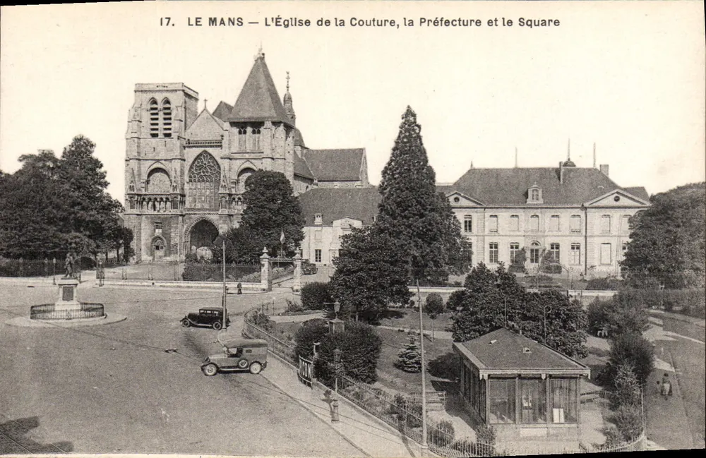 Le Mans — Die Kirche der Couture, das Präfekturgebäude und der Platz - Vorderseite