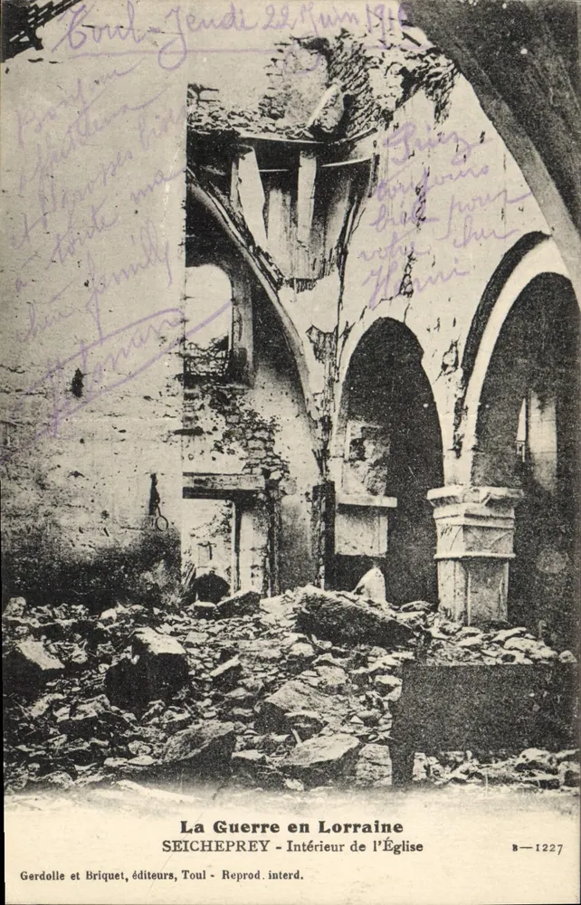 Seicheprey — Interior da Igreja — A Guerra na Lorena, B-1227, Gerdolle e Briquet, Toul - Frente