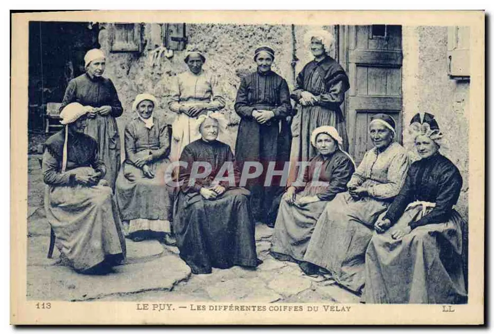 Le Puy — As diferentes toucas do Velay — Imp. Levy fils et Cie, Paris, n° 113 - Frente