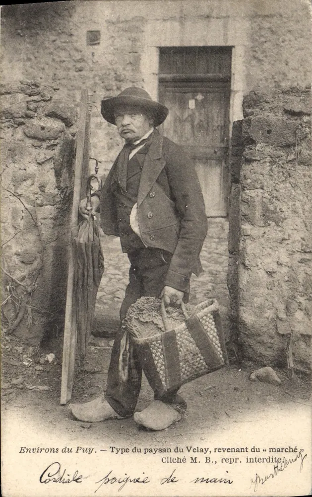 Umgebung von Le Puy — Typ des Bauern aus Velay, der vom « Markt » zurückkehrt — Foto von M. B., Vervielfältigung verboten - Vorderseite