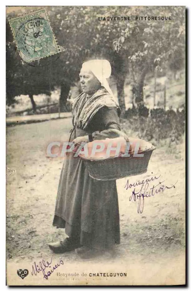 Mulher em traje tradicional — A Auvergne pitoresca — Brayande de Châtelguyon - Frente