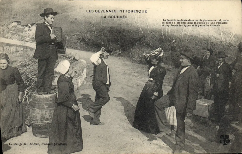 As Cévennes pitorescas — A Bourrée — C. Artige filho, Aubenas (Ardèche) - Frente