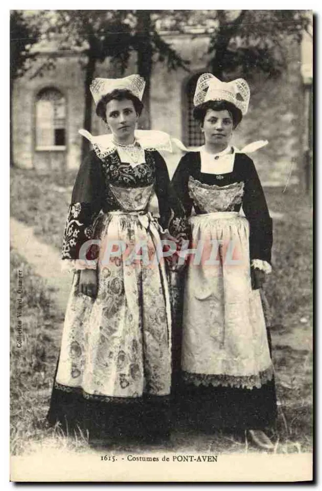Duas mulheres com trajes de Pont-Aven — Coleção Villed. Quimper, n° 1615 - Frente