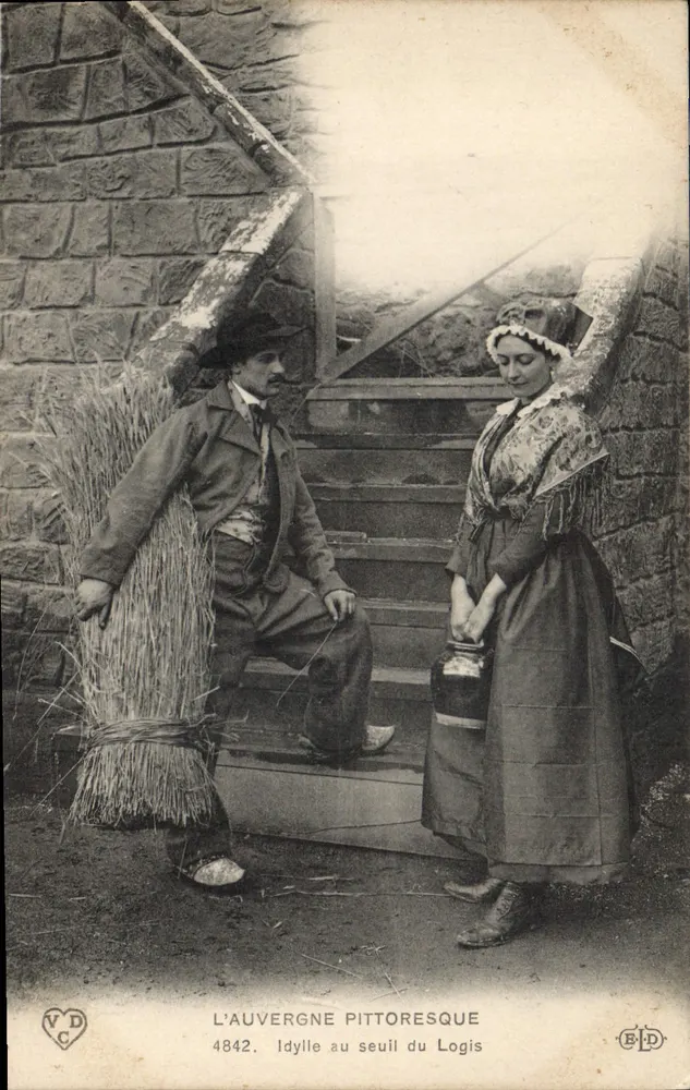 Pittoreske Auvergne — Idylle am Eingang des Logis — Verlag E.P.D. Nr. 4842 - Vorderseite