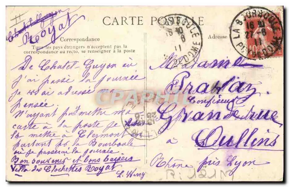 A Auvergne pitoresca — A bourrée — Éd. ELD n°4953 - Verso