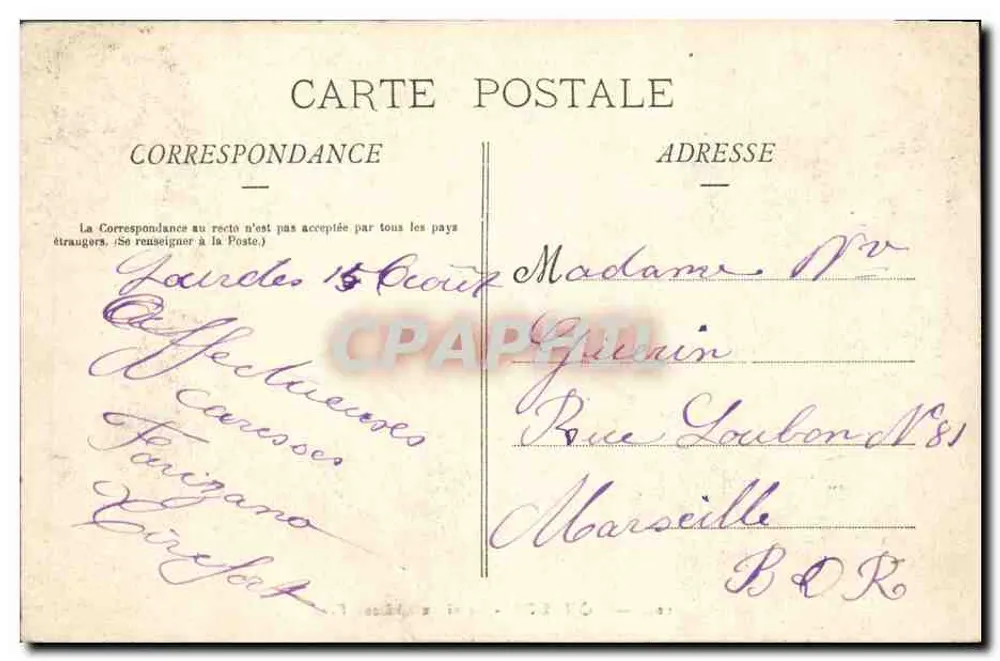 LOURDES - Das alte Schloss-Fort — Verlag nicht sichtbar, Seriennummer 204 - Rückseite