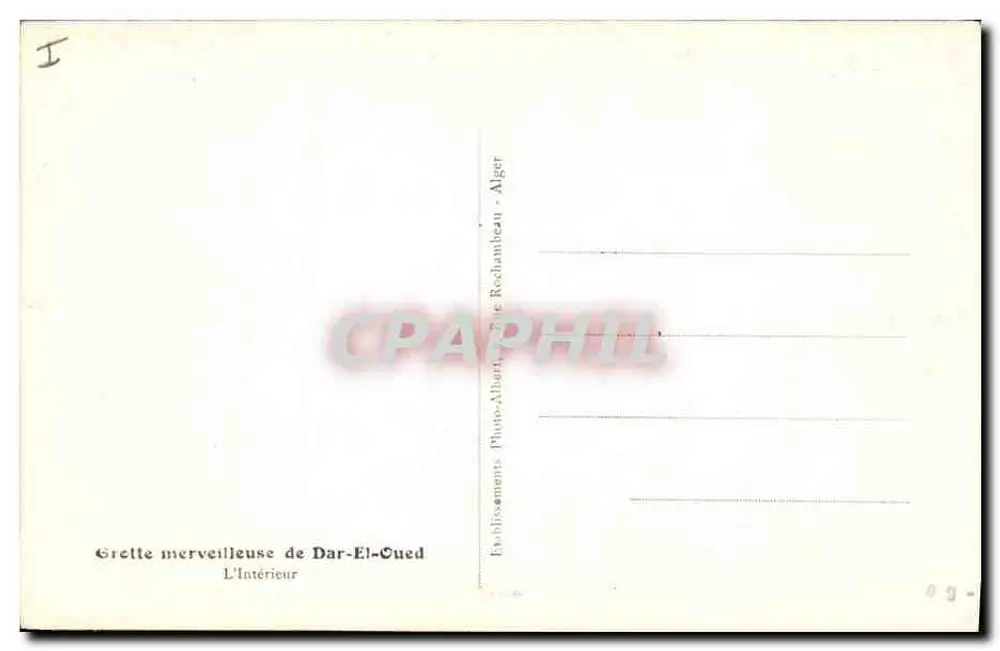Gruta maravilhosa de Dar-El-Cued — O Interior — Photo-Albarrat & Rechambeau, Argel - Verso