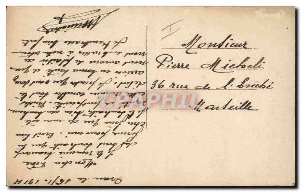 Mädchen am Tisch — Weihnachts-Szene — Verleger 'C. L. P. & Cie' (gedruckt unten links) - Rückseite