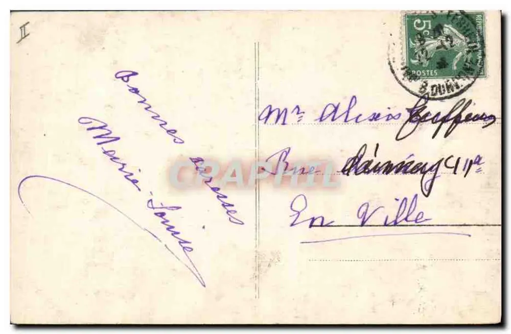 Kind mit Schlitten zur Weihnacht — Winterlandschaft mit Verlag Paris 460 - Rückseite