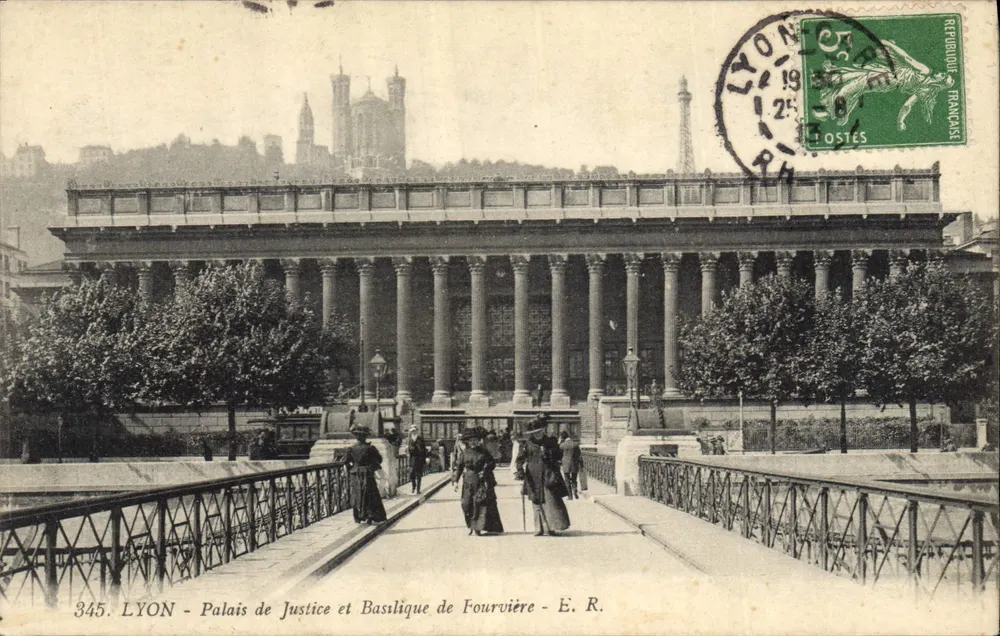 LYON - Palais de Justice und Basilique de Fourvière - E. R. - Vorderseite