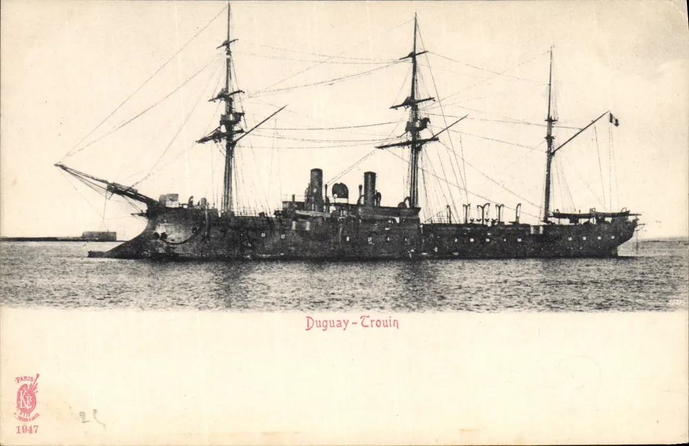 O Duguy-Trouin — navio de guerra francês — editor Paris 1947 - Frente
