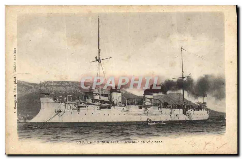 Der "DESCARTES" Kreuzer der 2. Klasse — A. Bougault, Foto. Toulon-sur-Mer, Nr. 522 - Vorderseite
